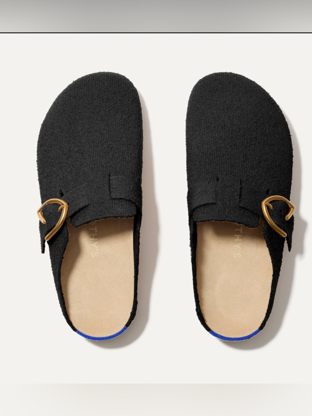 Rothy’s The Buckle Clog Soft Black Bouclé Gold Buckle W11 M10
